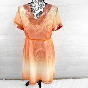 MaxMara Ombre Sheer Sequin Fit and Flare Silk Dress